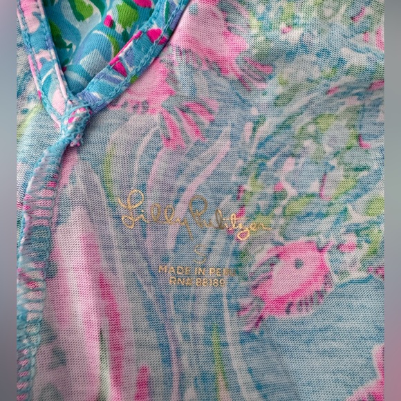 Lilly Pulitzer Kristen Flounce Swing Dress SZ S Amalfi Blue Best Fishes - Picture 9 of 15